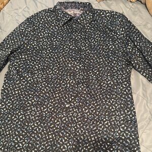 Blue and Black Patterned Shirt